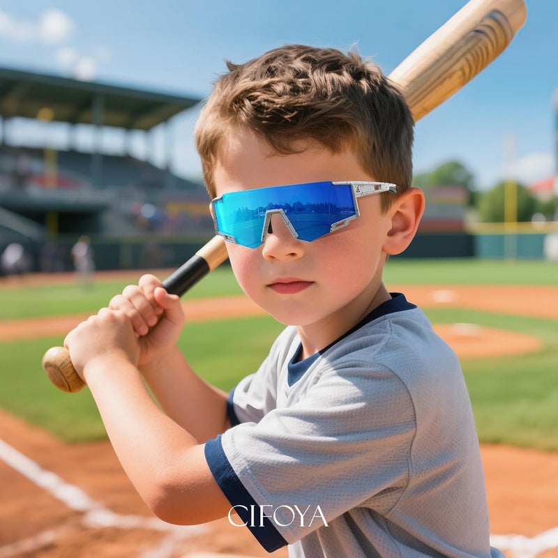 CIFOYA Kids Sunglasses Youth Baseball Sunglasses for Boys Girls Age 6-14 Sports UV400 Protection SunGlasses 3 Pack - Image 2